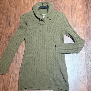 RALPH LAUREN RUGBY Olive Cable Knit Turtleneck Sweater SIZE MEDIUM